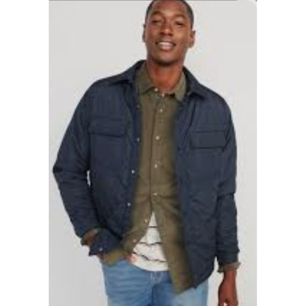 Old Navy In The Navy Blue Quilted Shacket Men's XL Water Resistant Jacket